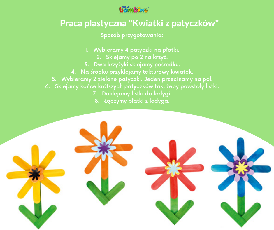 praca plastyczna kwiatki z patyczków 