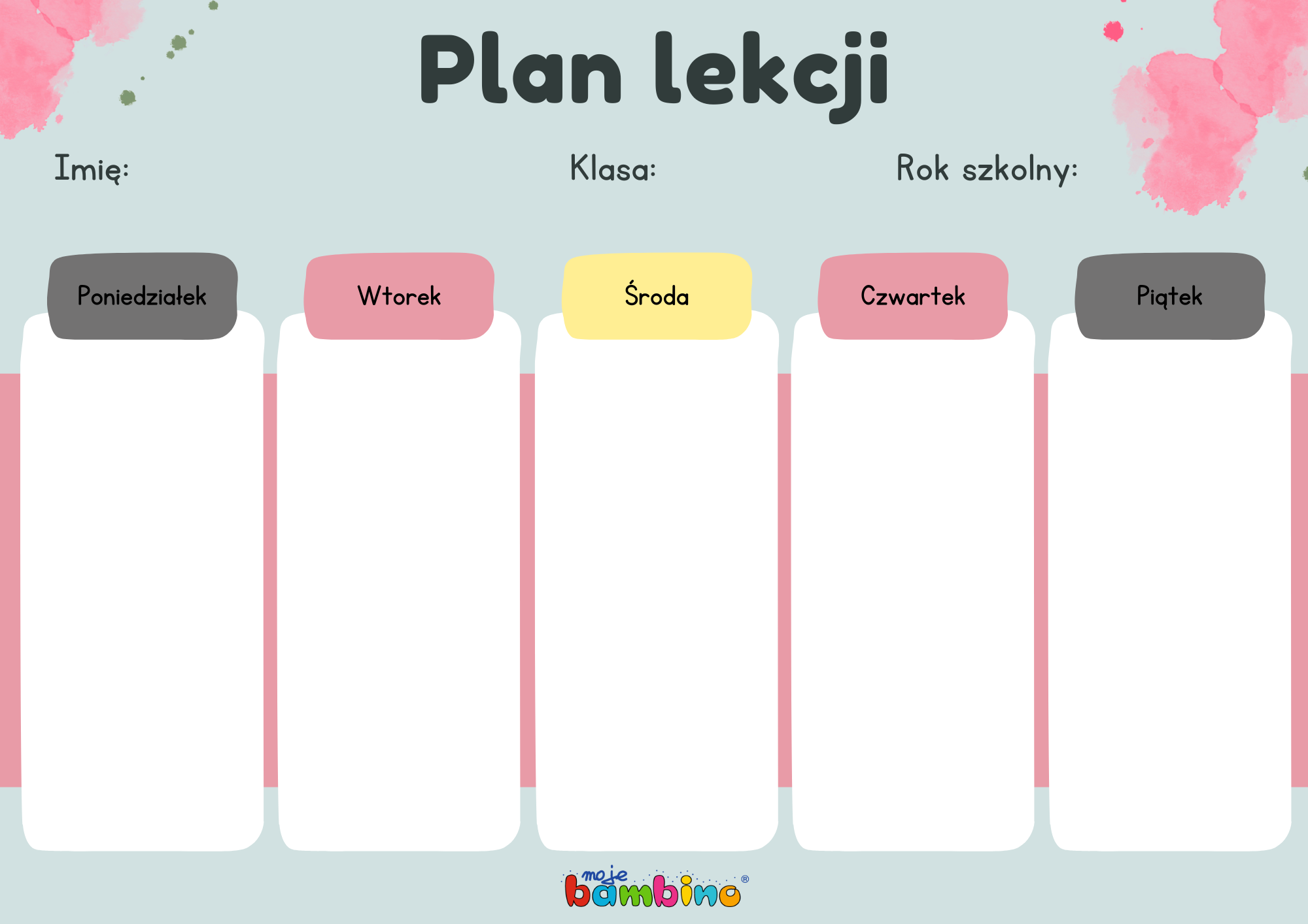 plan lekcji na rok szkolny
