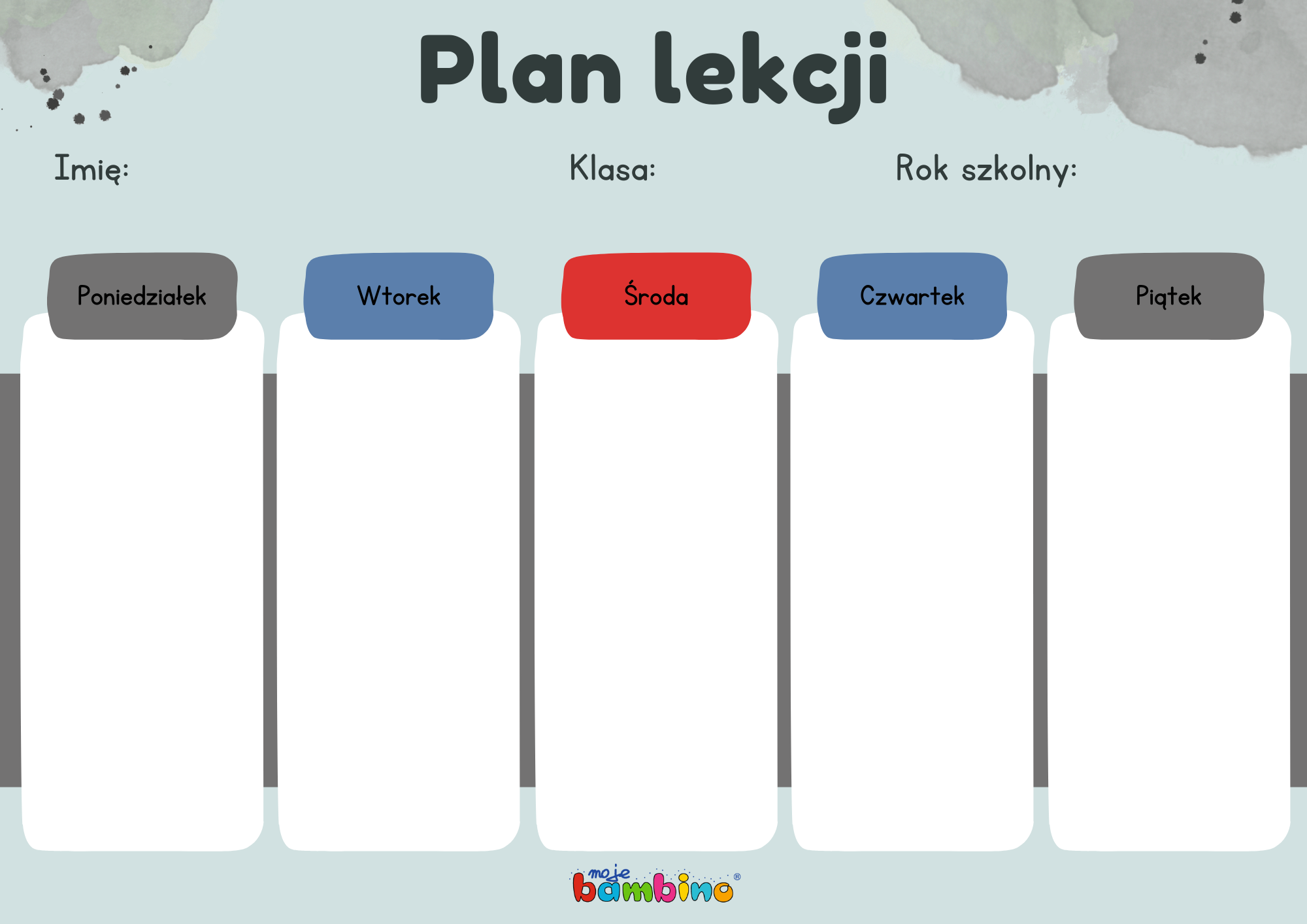 plan lekcji dla dzieci